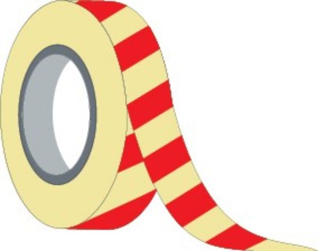 Photoluminescent self-adhesive vinyl roll with red stripes